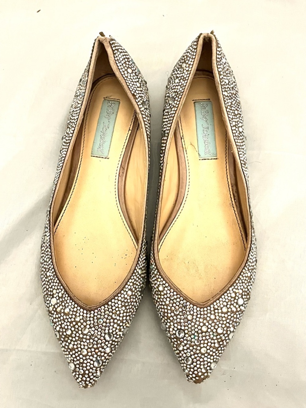 Betsey Johnson Jude Crystal-Embellished Blush Pointed Ballet Flats - Picture 6 of 13